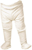 Holoaufnahme der angezogenen Frottee Unterhose mit Fuß für Kinder.